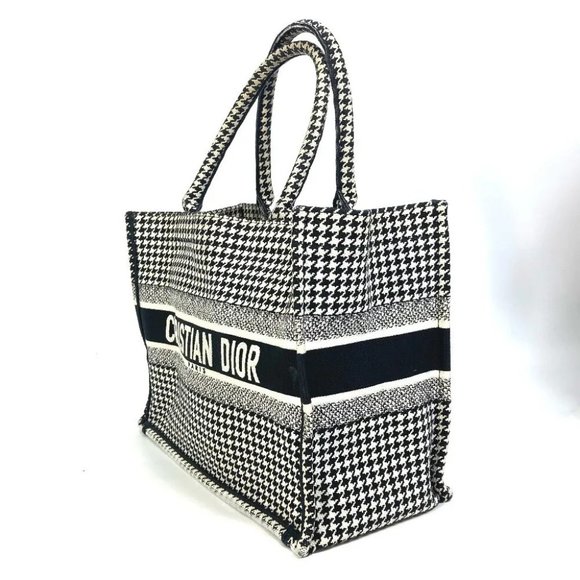 Auth Dior M1296ZTQT_M911 Houndstooth Book Tote Medium Logo Shoulder Bag Tote Bag - Picture 8 of 14
